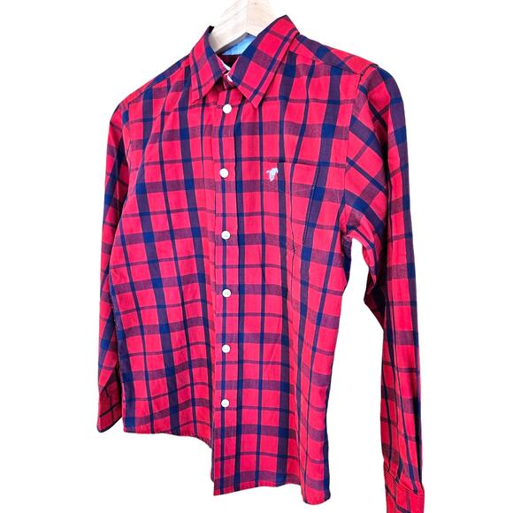 Wrangler Boys Long Sleeve Plaid Button Down Shirt Size Large (10/12) - Picture 2 of 8